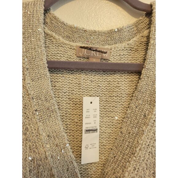 New womens sz Medium J Crew silver sequin button down relaxed fit cardigan BS951 - Picture 4 of 4